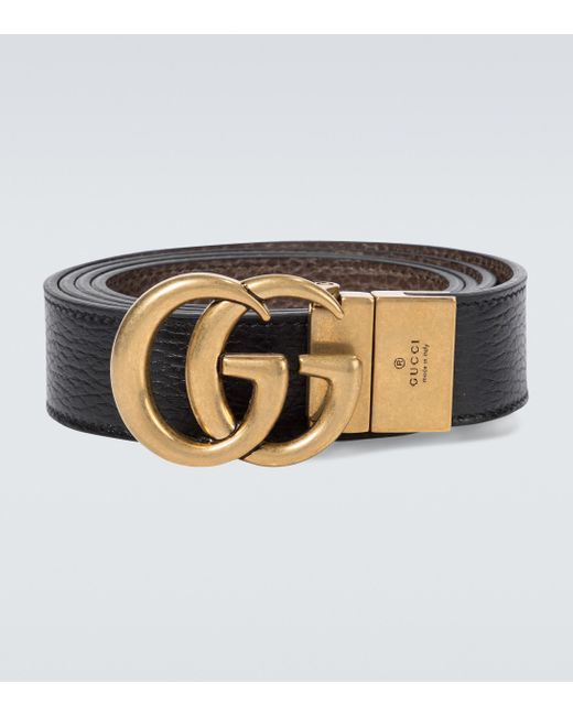 Gucci Black Double G Reversible Leather Belt for men