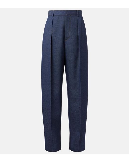Bottega Veneta Blue Wool Drill Tapered Pants