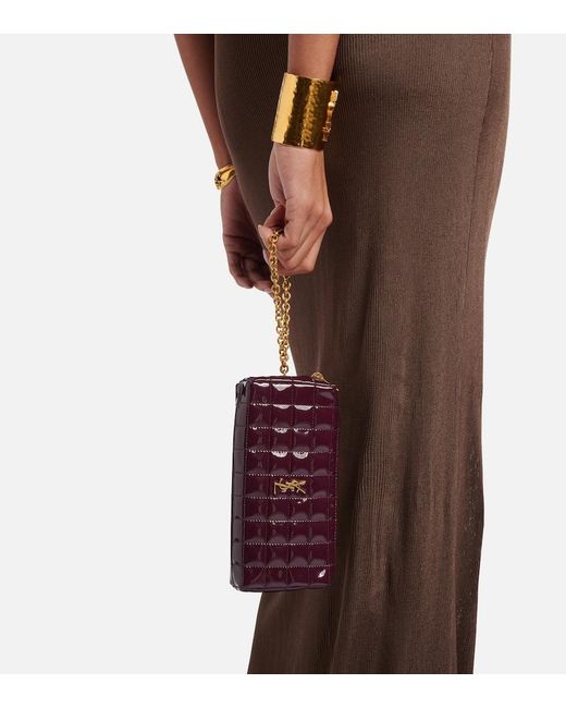 Saint Laurent Purple Cassandre Matelasse Faux Leather Pouch