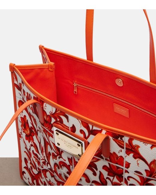 Dolce & Gabbana Red Shopping Large Printed Canvas Shopper