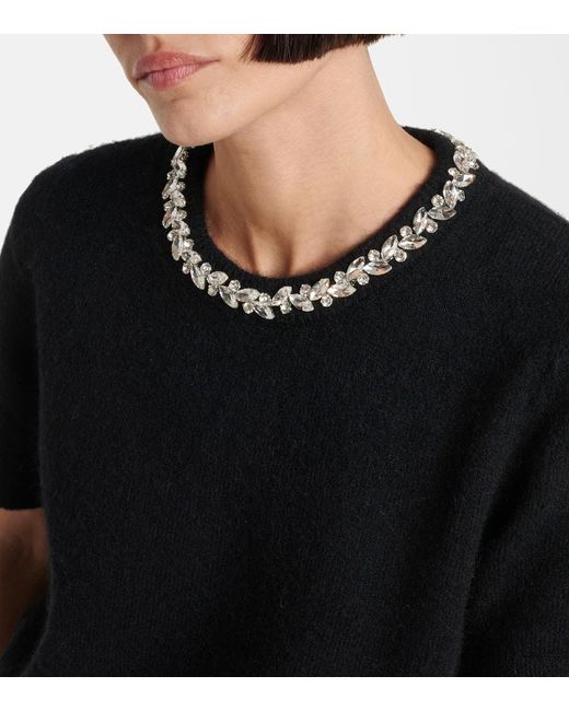 Velvet Black Layton Embellished Alpaca And Wool-Blend Top