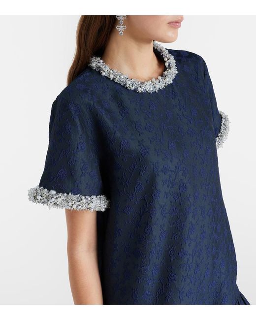 Vestido Corto Alison De Jacquard Adornado Jonathan Simkhai de color Blue