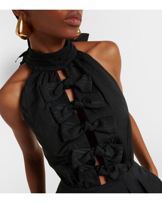 Rebecca Vallance Black Charaya Bow-Detail Halterneck Midi Dress