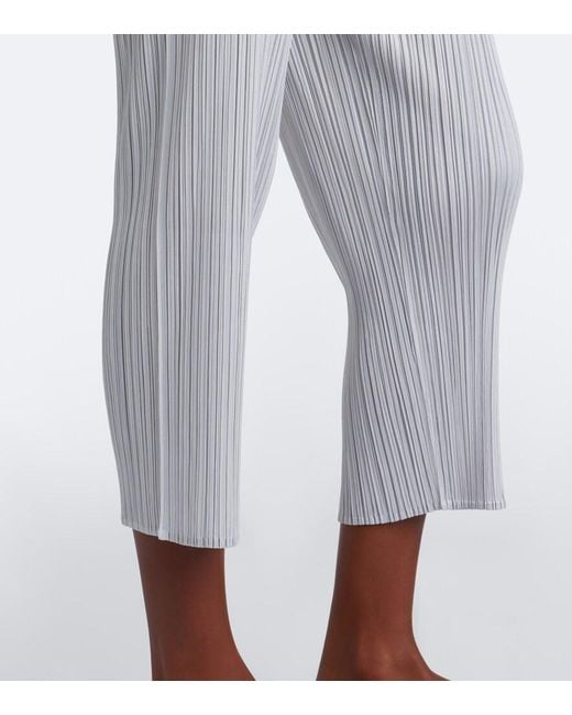 Pleats Please Issey Miyake Gray Basics Cropped Pleated Slim Pants