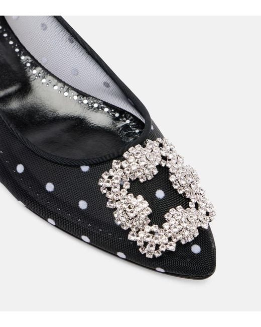 Manolo Blahnik Black Ballerinas Hangisi Aus Mesh Mit Kristallen