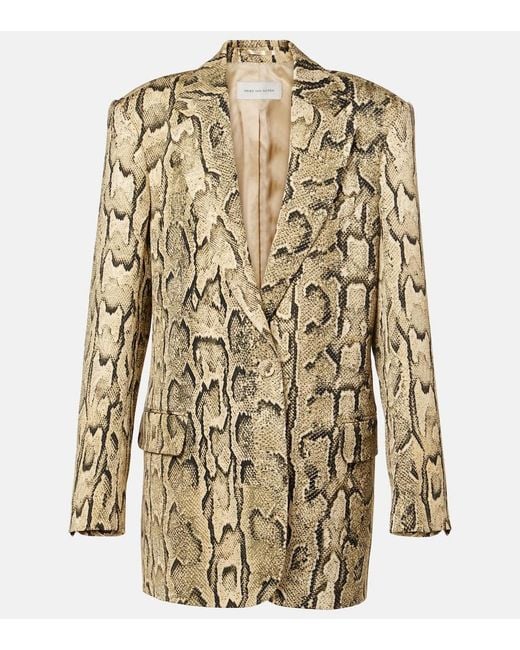 Dries Van Noten Natural Snake-Effect Jacquard Blazer