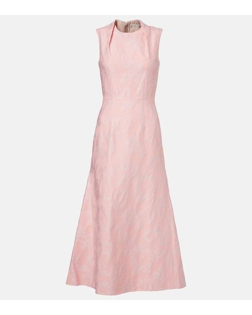 Emilia Wickstead Pink Kissa Jacquard Midi Dress