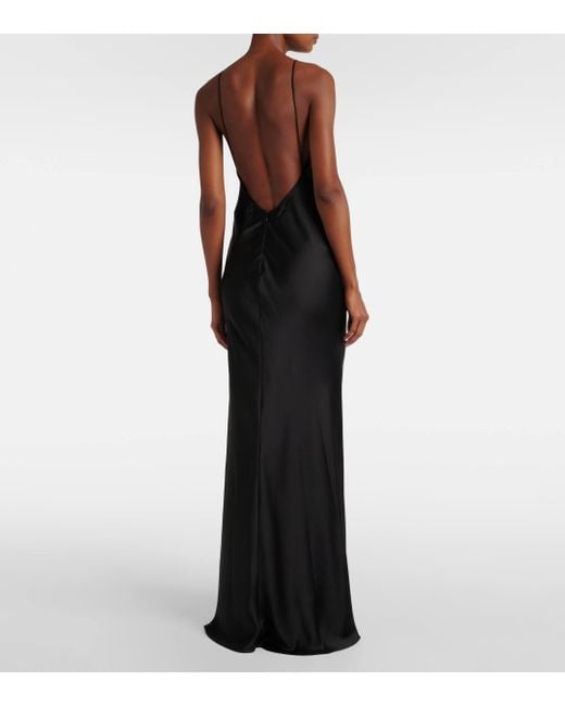 The New Arrivals Ilkyaz Ozel Black Open-Back Satin Gown