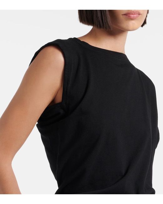 Agolde Black Beth Asymmetric Cotton Jersey T-Shirt