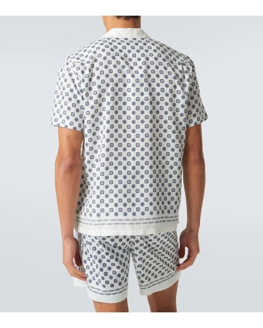 Orlebar Brown White Maitan Printed Bowling Shirt for men