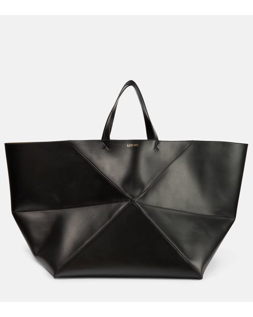 Loewe Black Puzzle Fold Xl Convertible Leather Tote