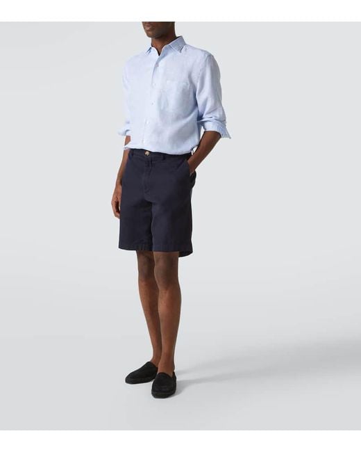 Fedeli Blue Linen Shirt for men