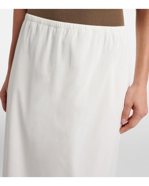 The Row White Ivera Silk-Blend Chiffon Midi Skirt