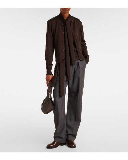 Lemaire Black Twisted Tie-Detail Wool-Blend Cardigan