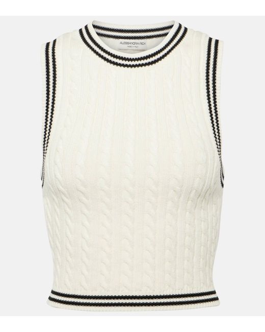 Alessandra Rich Natural Cable-knit Cotton Sweater Vest