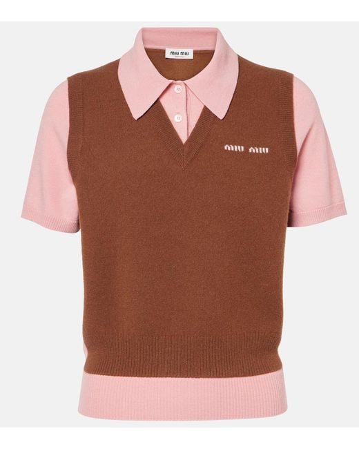 Miu Miu Brown Polohemd Aus Wolle Und Kaschmir
