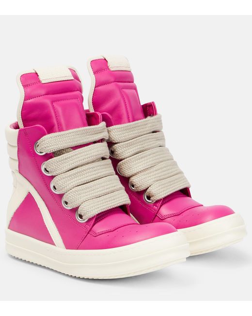 Rick Owens Pink Goebasket Jumbo Leather Sneakers