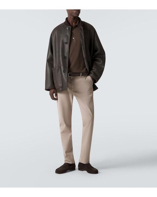 Zegna Natural Cotton-Blend Straight Pants for men