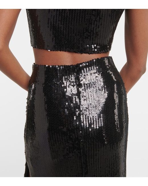 Galvan Black Beating Heart Sequined Maxi Skirt