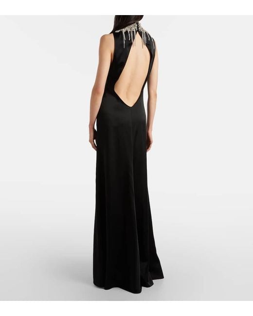 Alexander McQueen Black Embellished Open-Back Gown