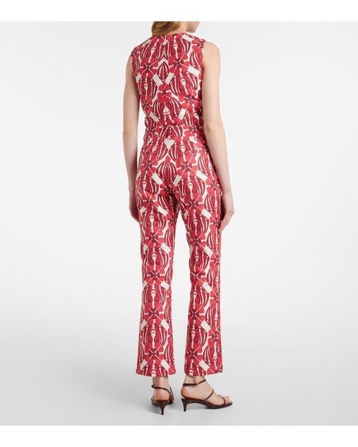 LaDoubleJ Red 24/7 Printed Cotton Straight Pants