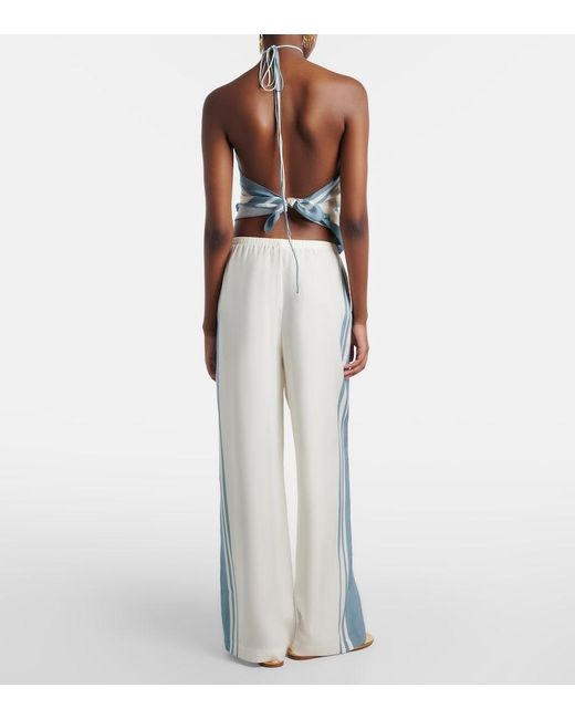 Sir White Lilou Silk Wide-Leg Pants