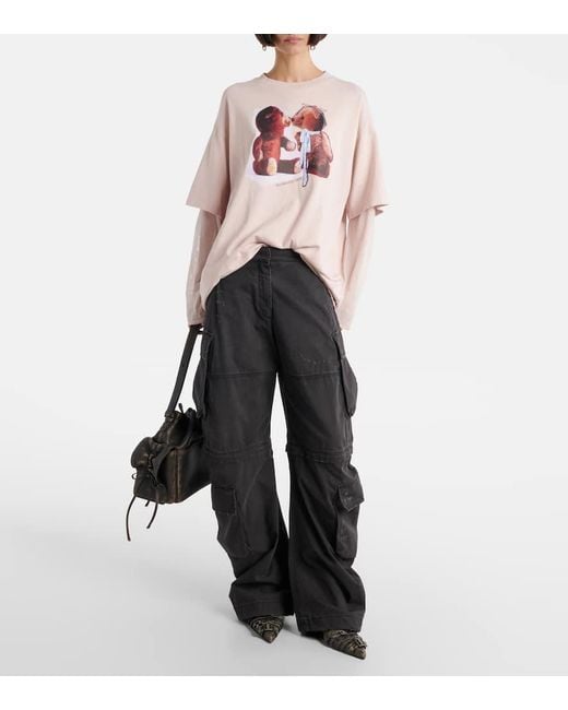 Acne Black Cotton Barrel-Leg Cargo Pants