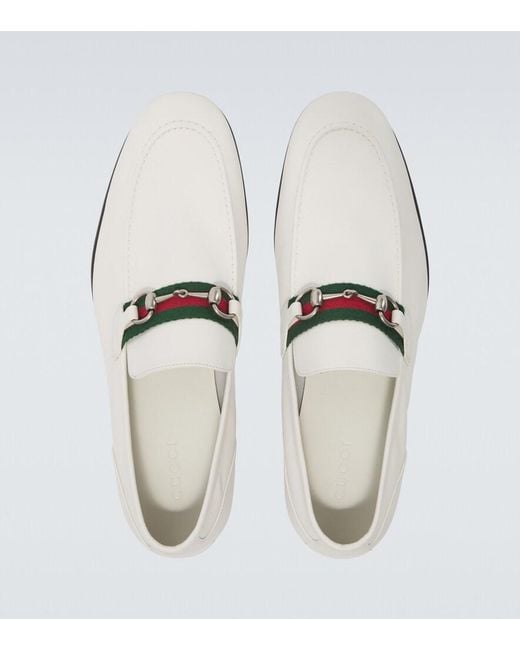 Gucci White Como Horsebit Leather Loafers for men