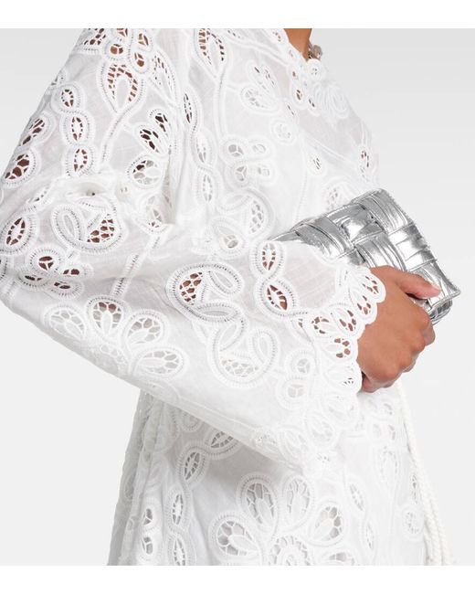 Robe Longue Ottie Brodee En Coton Zimmermann en coloris White