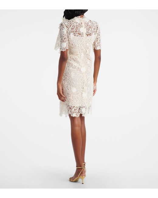 Oscar de la Renta Natural Floral Lace Minidress
