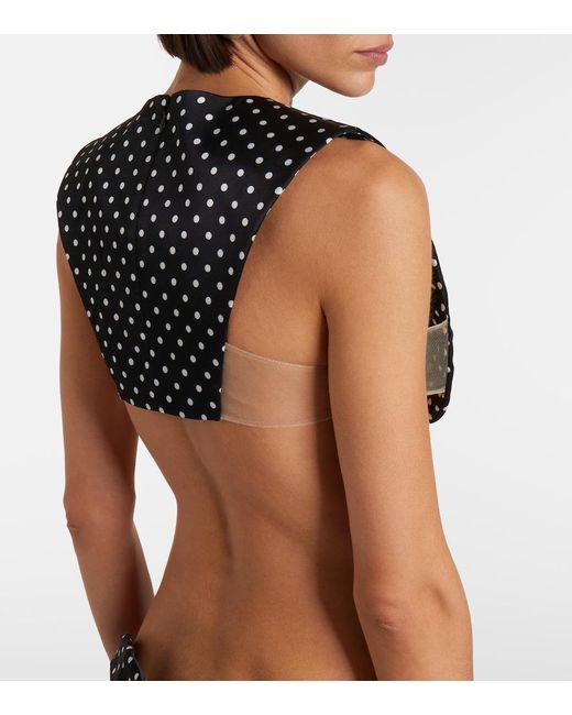 Jean Paul Gaultier Black Polka-Dot Silk Crop Top