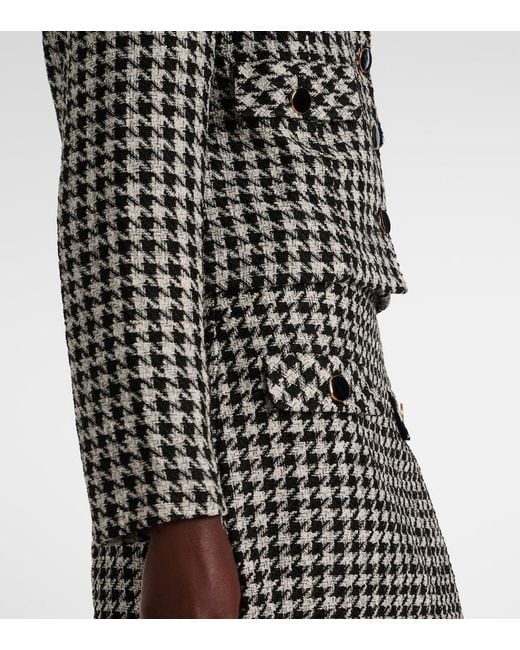 Rixo Black Houndstooth Cropped Jacket