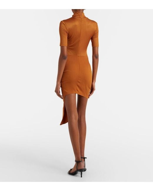 Christopher Esber Brown Fusion Ruched Minidress