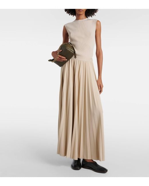 Max Mara Maesa Pleated Jersey Maxi Skirt in Natural Lyst UK