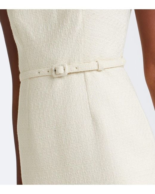 Roland Mouret Natural Belted Asymmetric Boucle Cocktail Dress