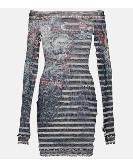Robe courte marinière Jean Paul Gaultier en coloris Gray