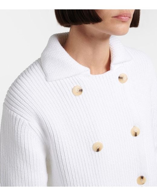Vince White Double-Breasted Cotton-Blend Jacket