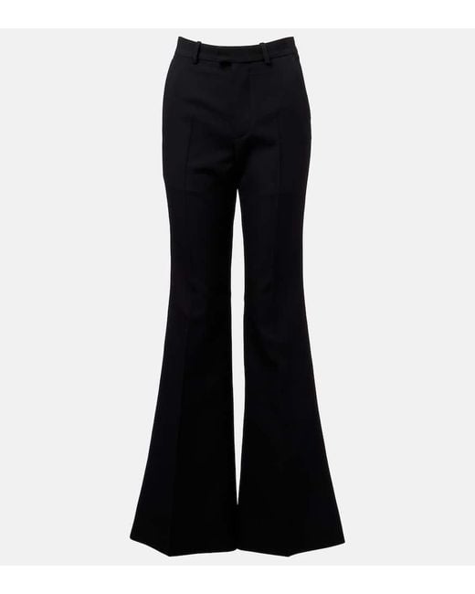 Pantalon Flare A Taille Haute En Laine Balenciaga en coloris Blue
