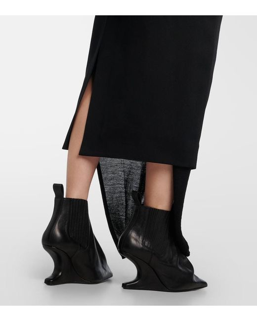 Rick Owens Black Cyclops Wool Wrap Coat