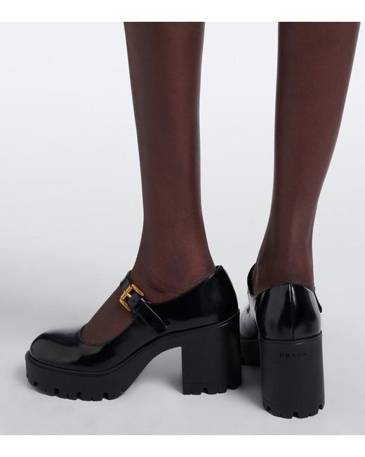 Prada Black Patent Leather Mary Jane Pumps