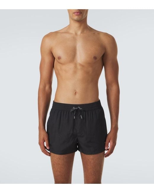 Dolce & Gabbana Gray Logo Swim Trunks for men