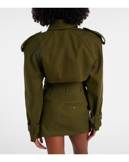 Wardrobe NYC Green Cropped Cotton Twill Trench Coat