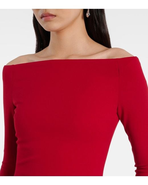 Solace London Red Anica Off-Shoulder Gown
