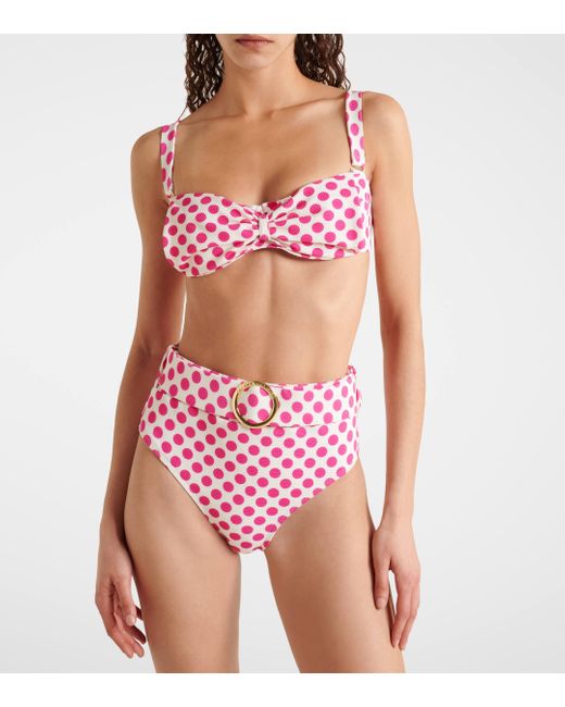 Alexandra Miro Pink Ursula Polka-dot High-rise Bikini Bottom