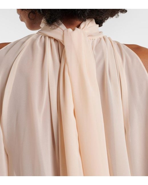 Blumarine Natural Asymmetric Georgette Blouse