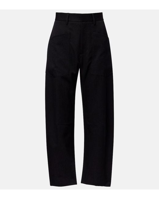 Nili Lotan Blue Shon Virgin Wool Barrel-Leg Pants