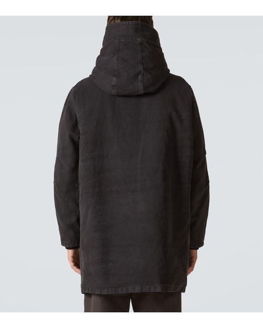 Prada Black Shearling-Trimmed Cotton Parka for men