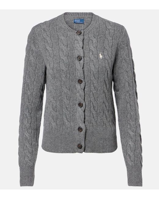Polo Ralph Lauren Gray Cardigan Aus Wolle Und Kaschmir