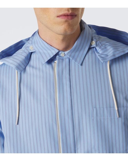 Sacai Blue Striped Cotton-Blend Jacket for men