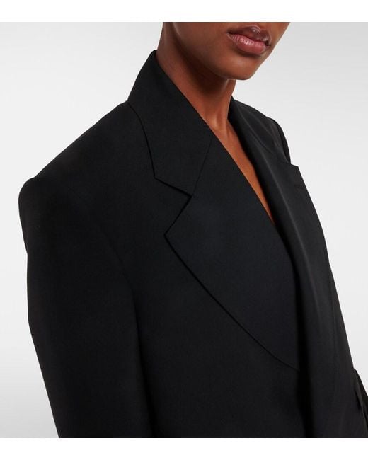 Junya Watanabe Black Pleated Wool Blazer Dress